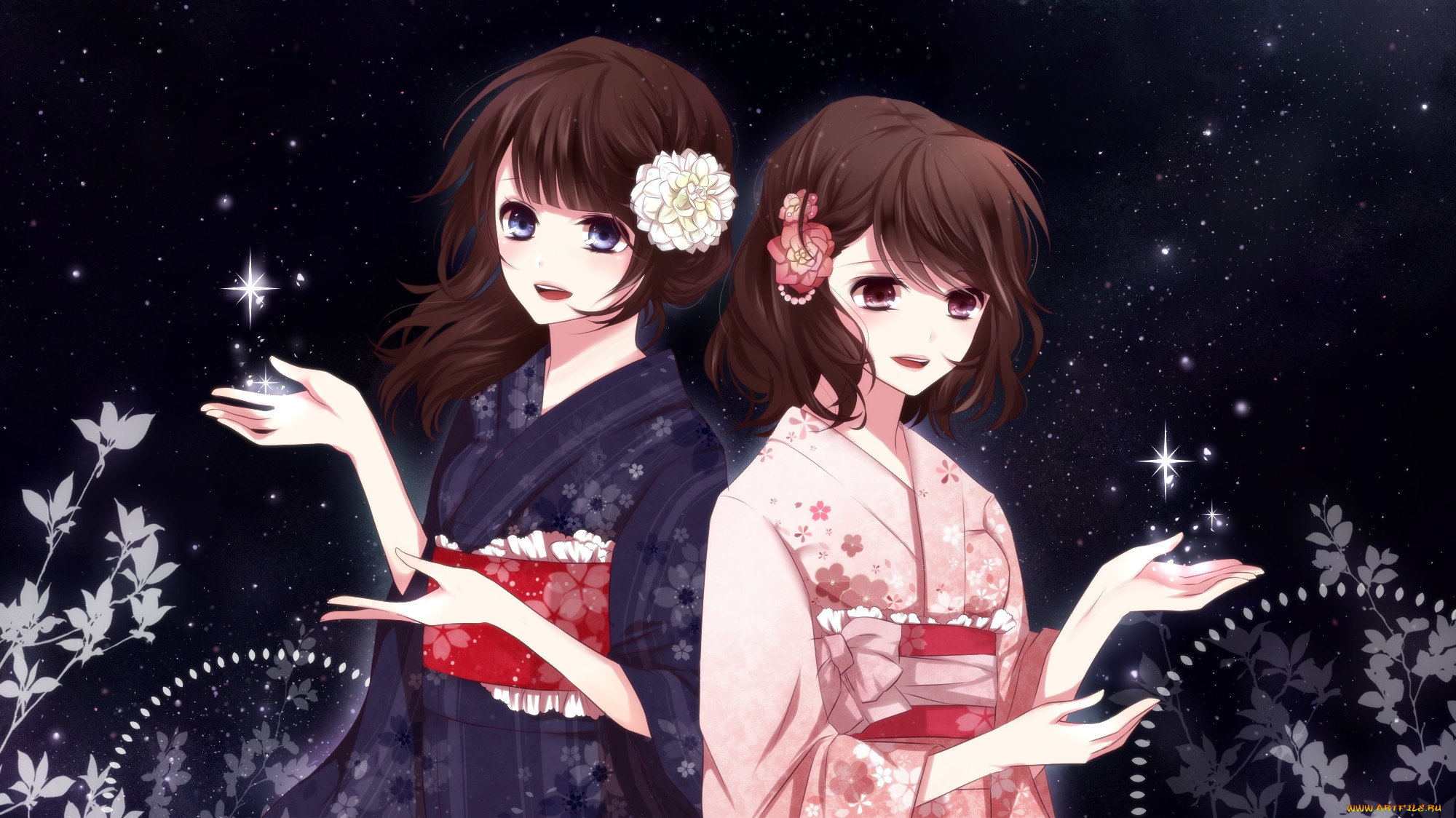 Две девушки в кимоно